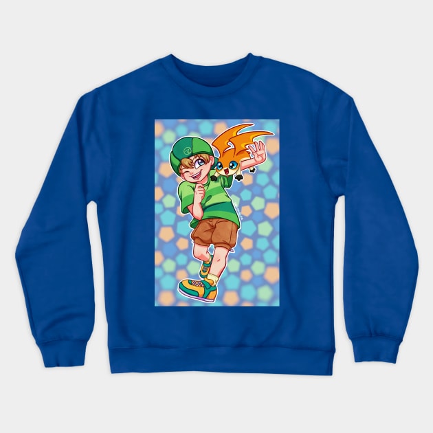 Takeru and Patamon Crewneck Sweatshirt by Doutarina